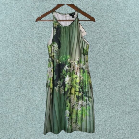 a.n.a Dresses & Skirts - a.n.a (A New Approach) Green Floral Halter Dress Size 4 NWT
